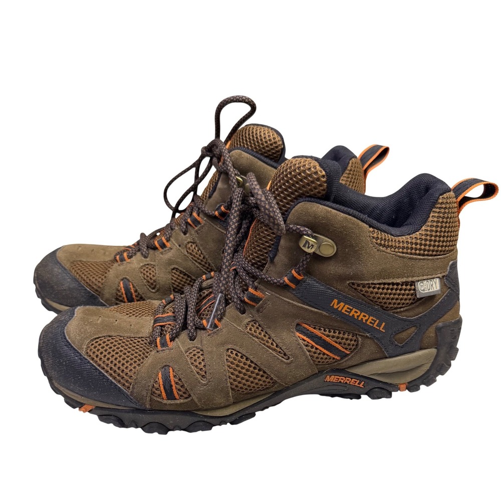 Merrell Alverstone Mid Waterproof Hiking Boots Mens 8 Brown Trail J375804C‎